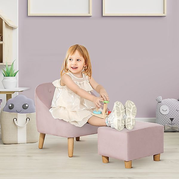HOMCOM Kindersessel mit Fußhocker, gemütliches Sofa für Kinder ab 3 Jahren, günstig online kaufen