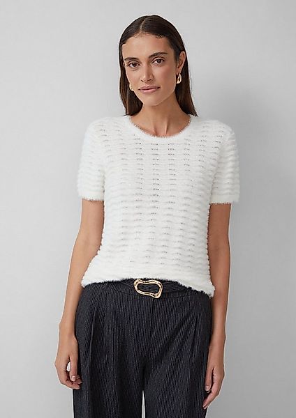 s.Oliver Kurzarmpullover Strickpullover Kuscheliger Kurzarm-Pullover mit We günstig online kaufen