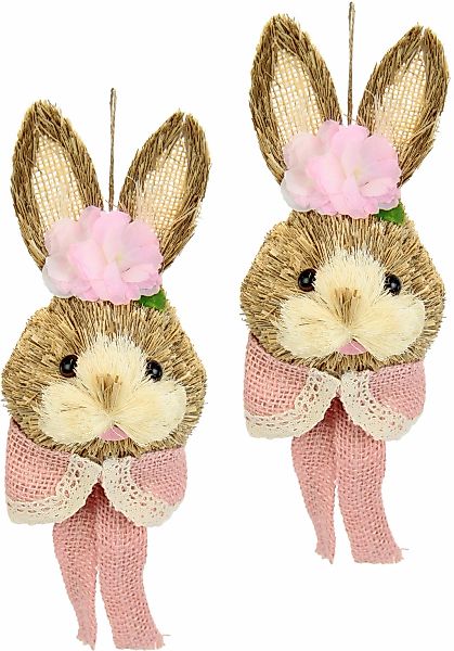 I.GE.A. Osterhase "Bast-Hasenkopf mit Blume, Frühlingsdeko", Osterdeko zum günstig online kaufen