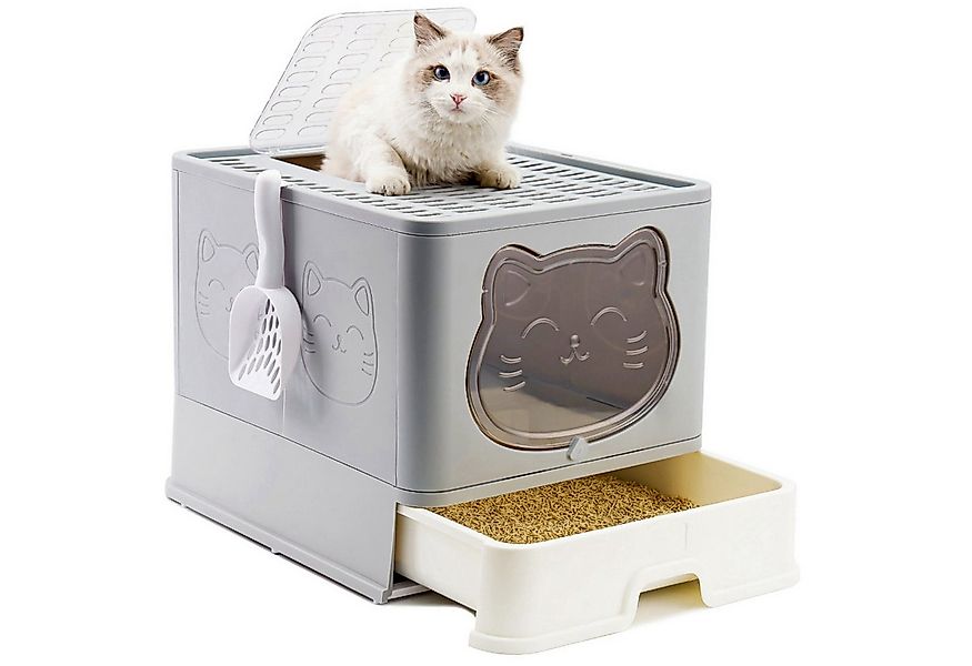 RAIKOU Katzentoilette Mit Geruchsschutz Schaufel und Schublade Robustes Abs günstig online kaufen