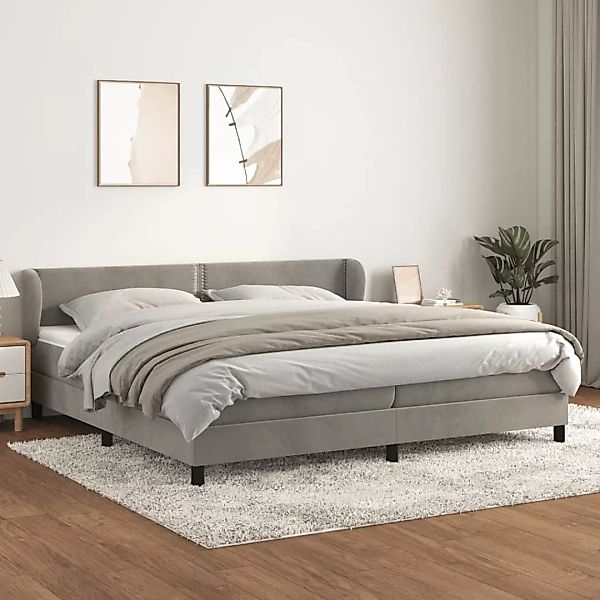 Vidaxl Boxspringbett Mit Matratze Hellgrau 200x200 Cm Samt günstig online kaufen