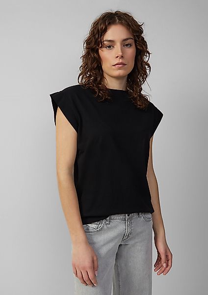QS Kurzarmshirt Baumwollshirt mit überschnittenen Schultern günstig online kaufen