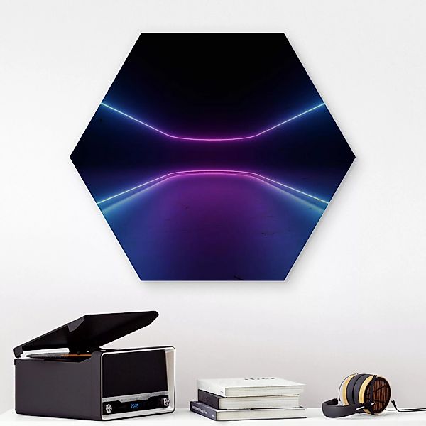 Hexagon-Holzbild Neonlichter günstig online kaufen