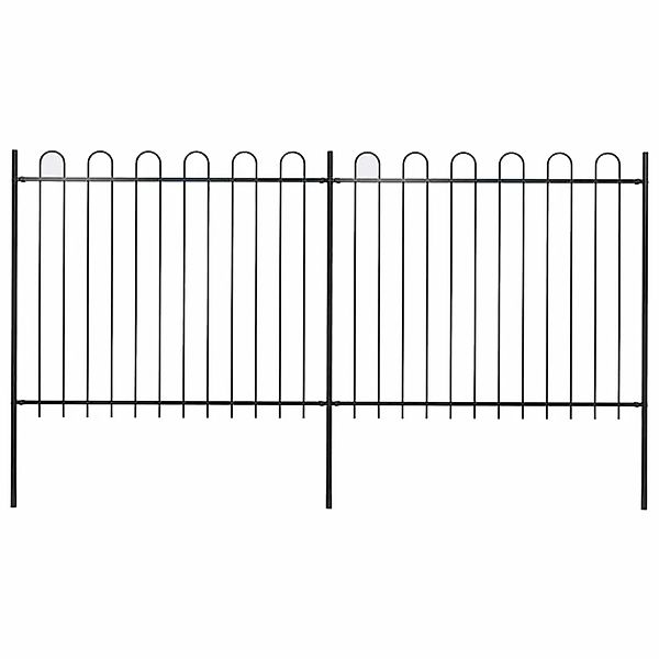 vidaXL Gartenzaun mit Rundbogen Stahl 359 x 150 cm Schwarz 277675 günstig online kaufen
