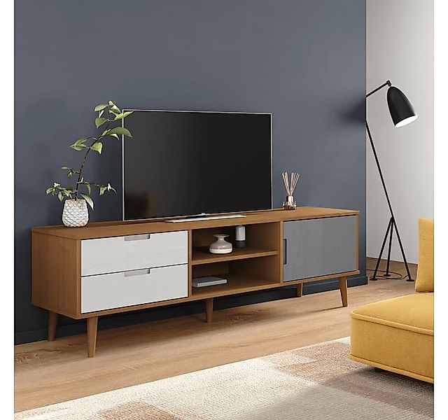 vidaXL TV-Schrank TV-Schrank Braun 158x40x49 cm Massivholz Kiefer TV-Lowboa günstig online kaufen