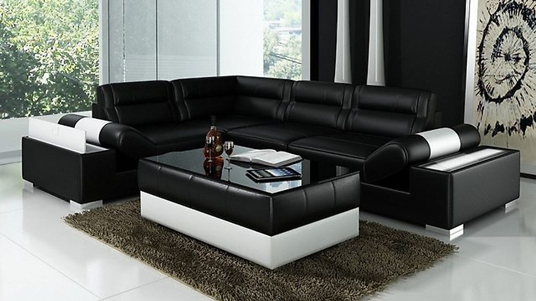 JVmoebel Ecksofa Ledersofa Sofa USB Wohnlandschaft Ecksofa Garnitur Couch D günstig online kaufen