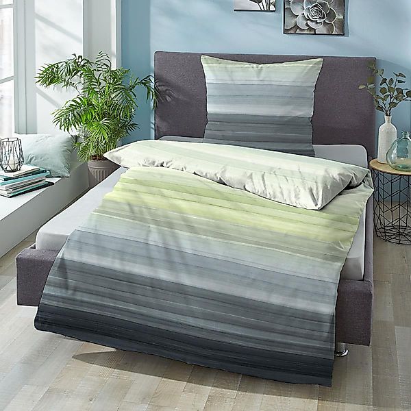 Bettwäsche Sympathica Satin 0614610-426 grün Streifen 155x220 günstig online kaufen