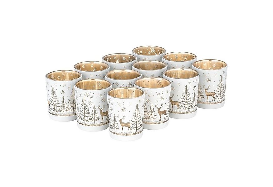 Kamelio Teelichthalter 12er Set Teelichtgläser weiß Windlicht Tischdeko Wei günstig online kaufen