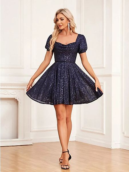ZWY Abendkleid Damen-Minirock mit kurzem Kragen und Reißverschluss hinten C günstig online kaufen