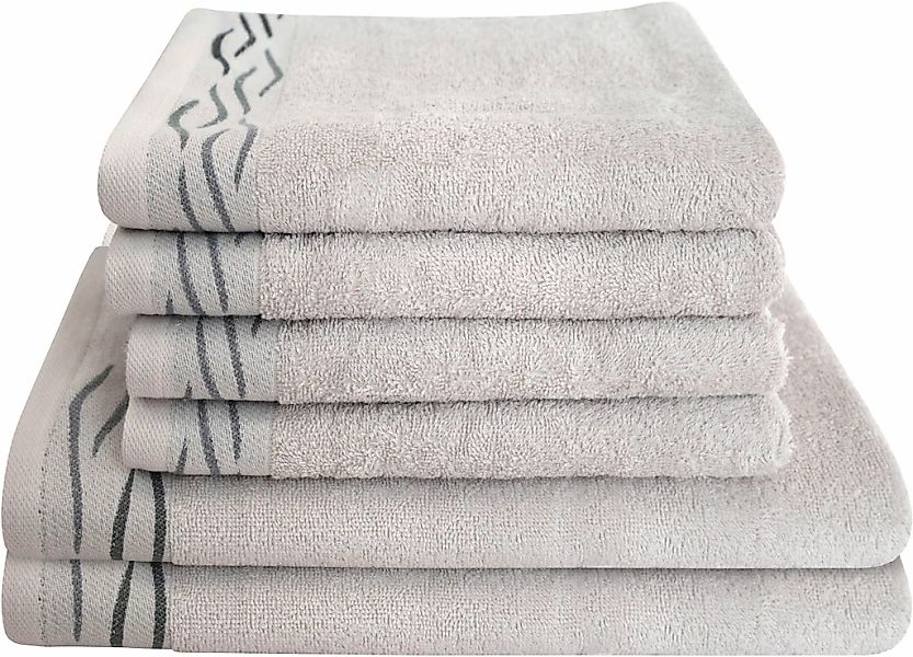 Dyckhoff Handtuch Set "Wave" Set 6 Stk. Frottier mit Jacquard-Bordüre;4 Han günstig online kaufen