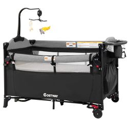 COSTWAY Baby-Reisebett 5 in1 Beistellbett, mit günstig online kaufen