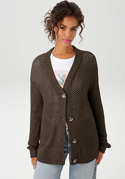 Aniston CASUAL Strickjacke, mit trendigem Lochstrick-Muster günstig online kaufen