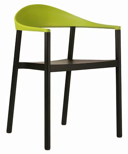 Stapelbarer Sessel Monza plastikmaterial holz grün schwarz Gestell schwarze günstig online kaufen