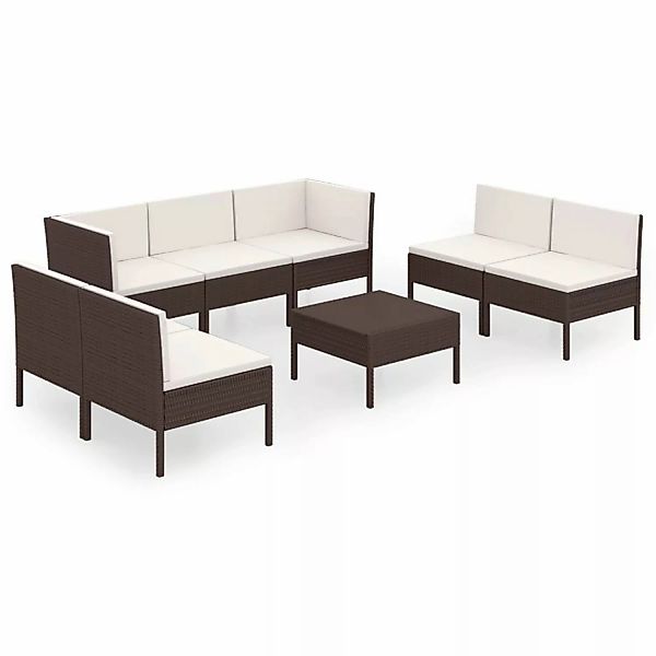 8-tlg. Garten-lounge-set Mit Auflagen Poly Rattan Braun günstig online kaufen