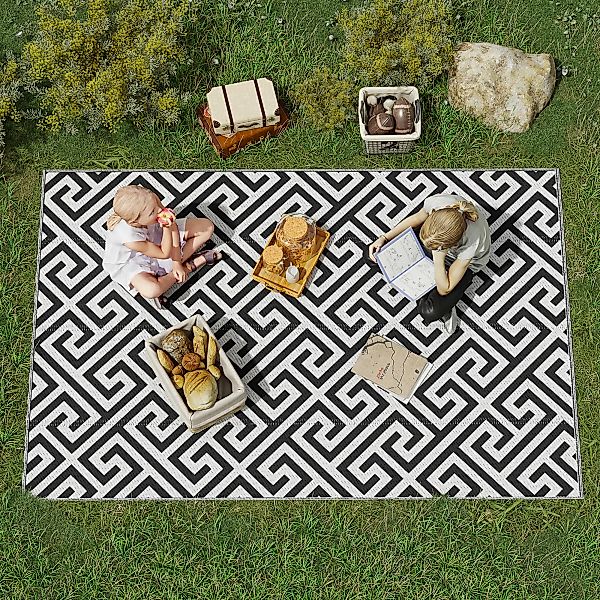 Outsunny Outdoor Teppich Kunststoffteppich doppelseitiges Design wasserabwe günstig online kaufen