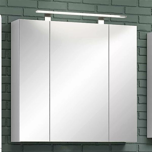 Spiegelschrank Badezimmer in Weiß drei Drehtüren günstig online kaufen