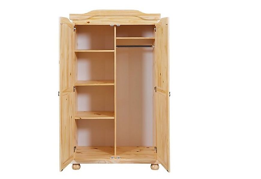 Inter Link Kleiderschrank Genf aus Massivholz, 5 Fächer, Kleiderstange, nat günstig online kaufen