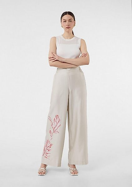 comma Chinos Hose Wide-Leg-Hose aus Leinenmix mit Printdetail günstig online kaufen