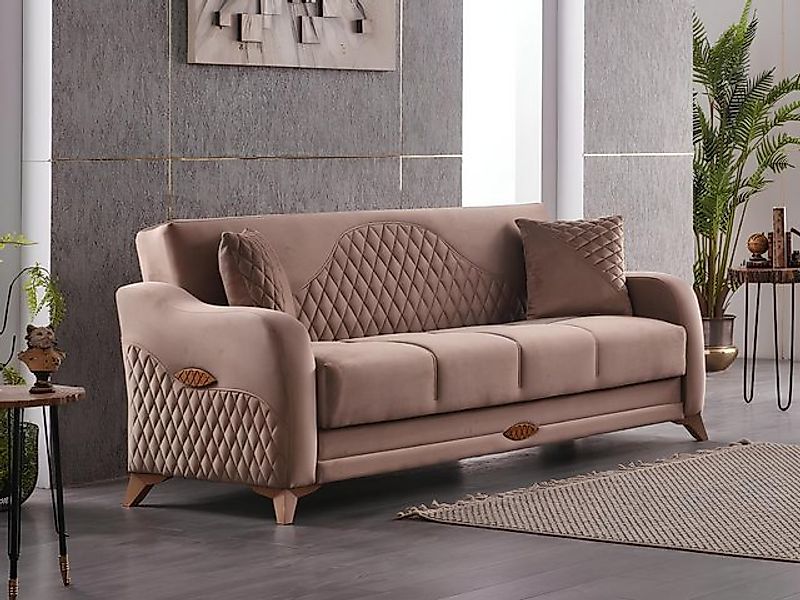 JVmoebel 3-Sitzer Couch Dreisitzer 3 Sitzer Sofa Stoffsofa Polstersofa Beig günstig online kaufen