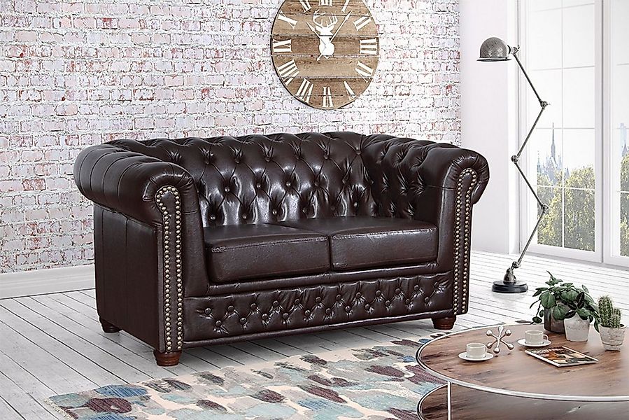 Küchen-Preisbombe Sofa Edles Sofa 2 Sitzer in Kunstleder Vintage braun Couc günstig online kaufen