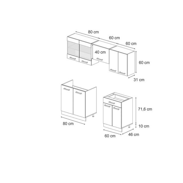 Vicco Küchenzeile R-Line, Anthrazit Landhaus/Anthrazit, 200 günstig online kaufen