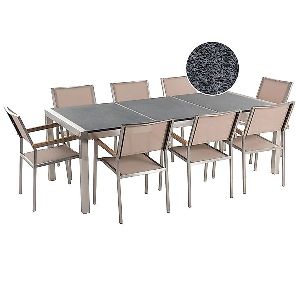 Beliani Gartentisch Set GROSSETO Grau Beige Silber 100x220x87 günstig online kaufen