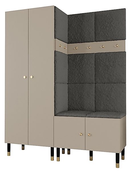 ABIKS MÖBEL Kompaktgarderobe PALERMO Set 2 Garderobe mit gepolsterten Panee günstig online kaufen
