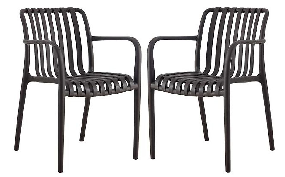 Gartenstühle 2er Set Wetterfest und Stapelbar Modern Anthrazit günstig online kaufen