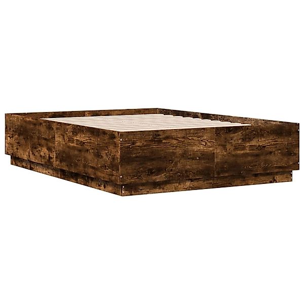 vidaXL Bettgestell mit LED Räuchereiche 120x190 cm Holzwerkstoff 3209657 günstig online kaufen