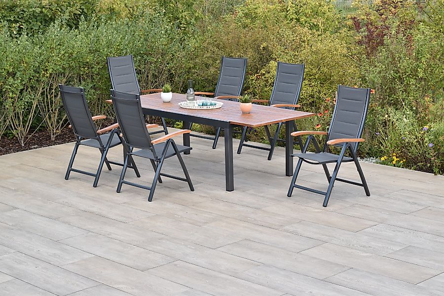 MERXX Garten-Essgruppe ""Paxos"", (Set, 7 tlg., 5-fach verstellbare Rückenl günstig online kaufen