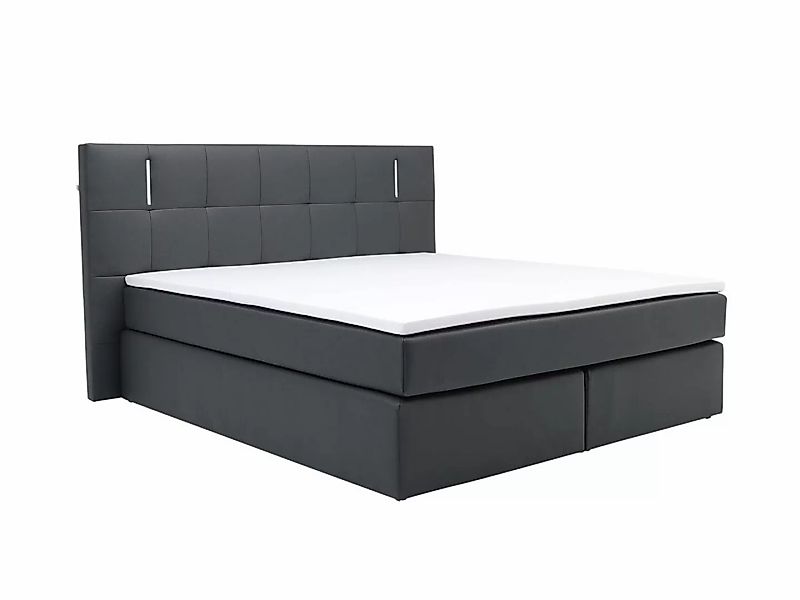 LED-Boxspringbett mit Kopfteil + Lattenroste + Matratzen + Topper - 160 x 2 günstig online kaufen