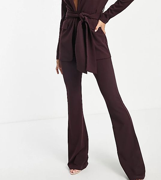 ASOS DESIGN Tall – Jersey-Anzug mit Schlaghose in Weinrot-Neutral günstig online kaufen