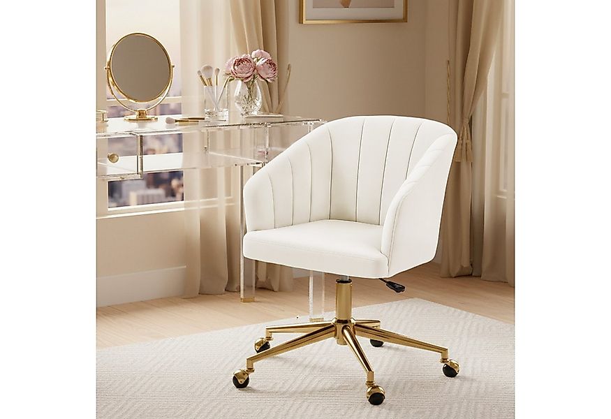 HOMCOM Bürostuhl mit Samtoptik, drehbaren Rollen (höhenverstellbarer Schrei günstig online kaufen