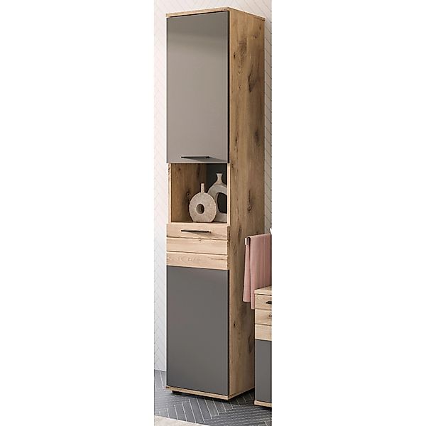 Inn.Furn Hochschrank Eiche Grau 37 cm mit Soft-Close Tomaso günstig online kaufen