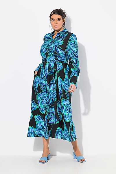 Ulla Popken Midikleid Maxikleid Blätter A-Linie günstig online kaufen
