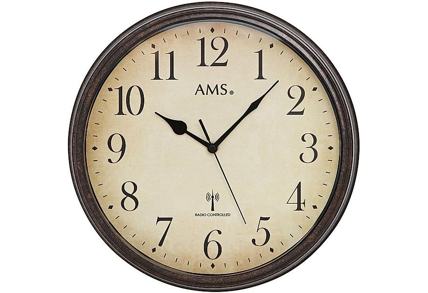 AMS Funkwanduhr F5962 (Quarz,Metall,Glas,Wohnzimmer,Esszimmer,Küche,Arbeits günstig online kaufen