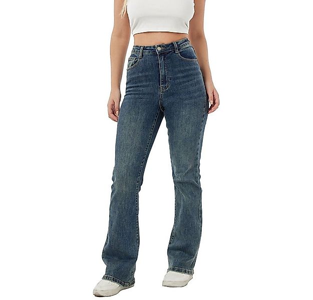 Ital-Design Bootcut-Jeans Damen Freizeit (91279969) Used-Look Stretch Bootc günstig online kaufen