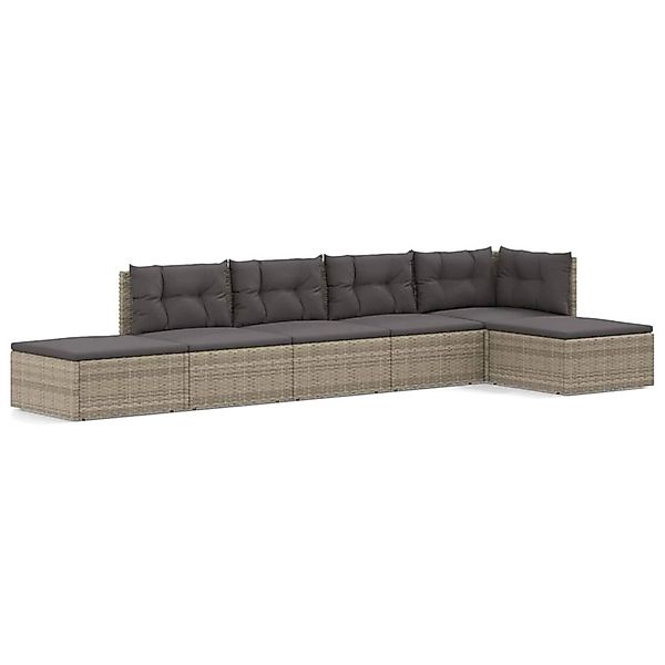 vidaXL 6-tlg Garten-Lounge-Set mit Kissen Grau Poly Rattan Modell 29 günstig online kaufen