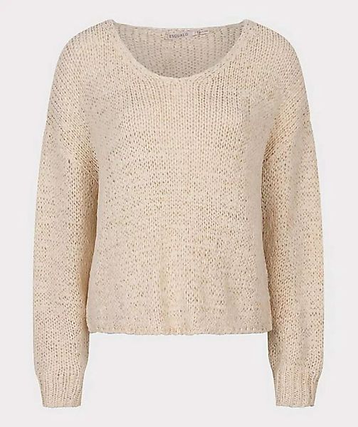 Esqualo Strickpullover Esqualo Pullover mit V Auschnitt Strickoptik Sand günstig online kaufen