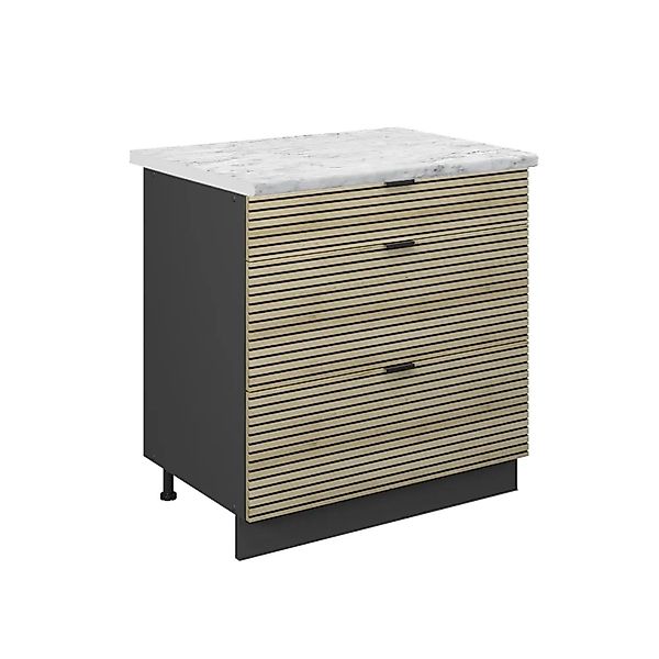 Vicco Küchenunterschrank Fame-Line Eiche Paneel 80 cm mit 3 Schubladen AP M günstig online kaufen