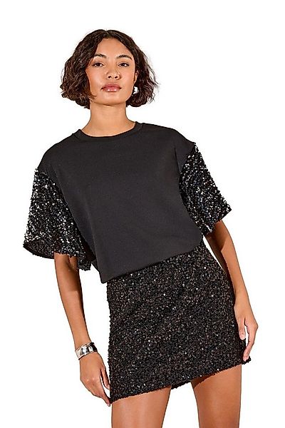 Friends Like These Kurzarmbluse Friends Like These Samtoberteil mit Paillet günstig online kaufen