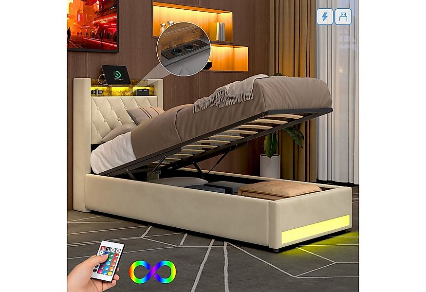 STILVORA Polsterbett mit bettkasten,Stauraumbett Boxspringbett 90×200 mit U günstig online kaufen