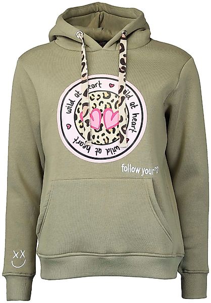 Zwillingsherz Hoodie Kapuze, Langarm, Kängurutasche, Leo-Details, günstig online kaufen