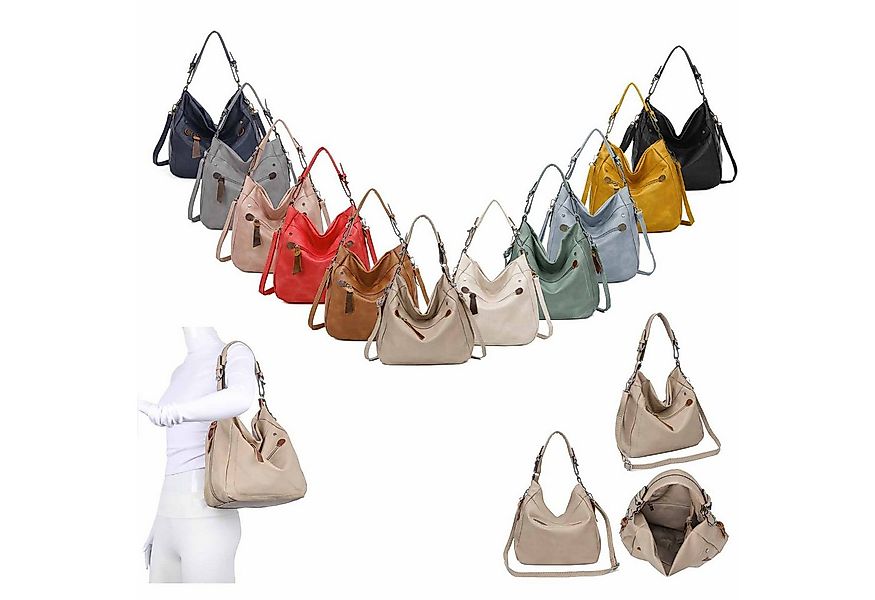 ITALYSHOP24 Schultertasche Damen Tasche Shopper Hobo-Bag Handtasche CrossOv günstig online kaufen