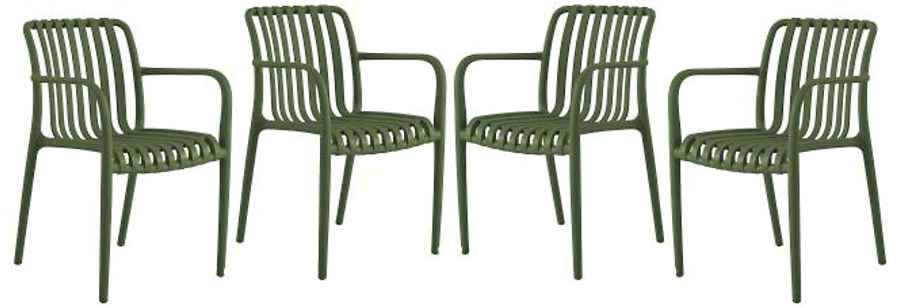 Gartenstühle 4er Set Wasserfest und Stapelbar Modern Grün günstig online kaufen