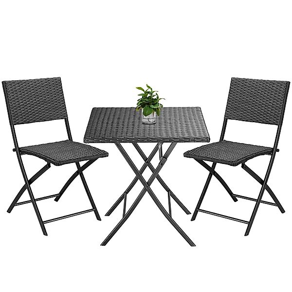 Polyrattan Gartensitzgruppe 3-tlg Schwarz günstig online kaufen