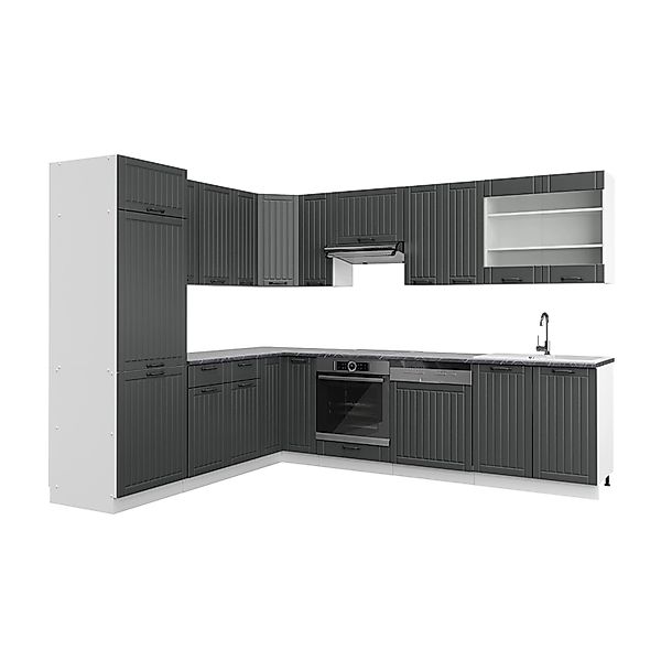 Vicco Fame-Line Eckküche Anthrazit Landhaus/Weiß 227 x 287 cm AP Anthrazit günstig online kaufen