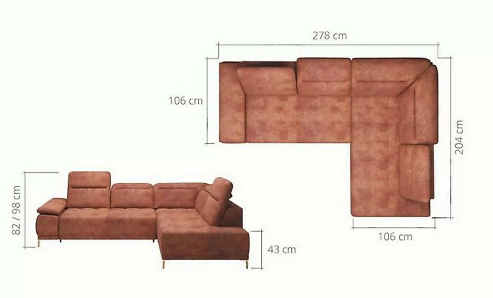 Xlmoebel Ecksofa Stoff-Sofa in L-Form Wohnlandschaft Eckcouch Set Moderne, günstig online kaufen