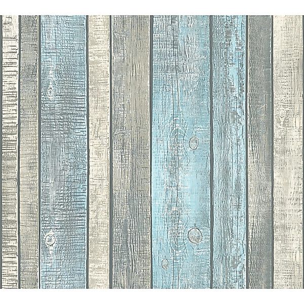 PROFHOME 319932-GU Holz Tapete Holzoptik Matt Blau Grau Creme 0,53 m x 10,0 günstig online kaufen