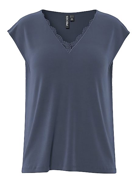 pieces Kurzarmshirt PCKAMALA LACE V-NECK TEE günstig online kaufen